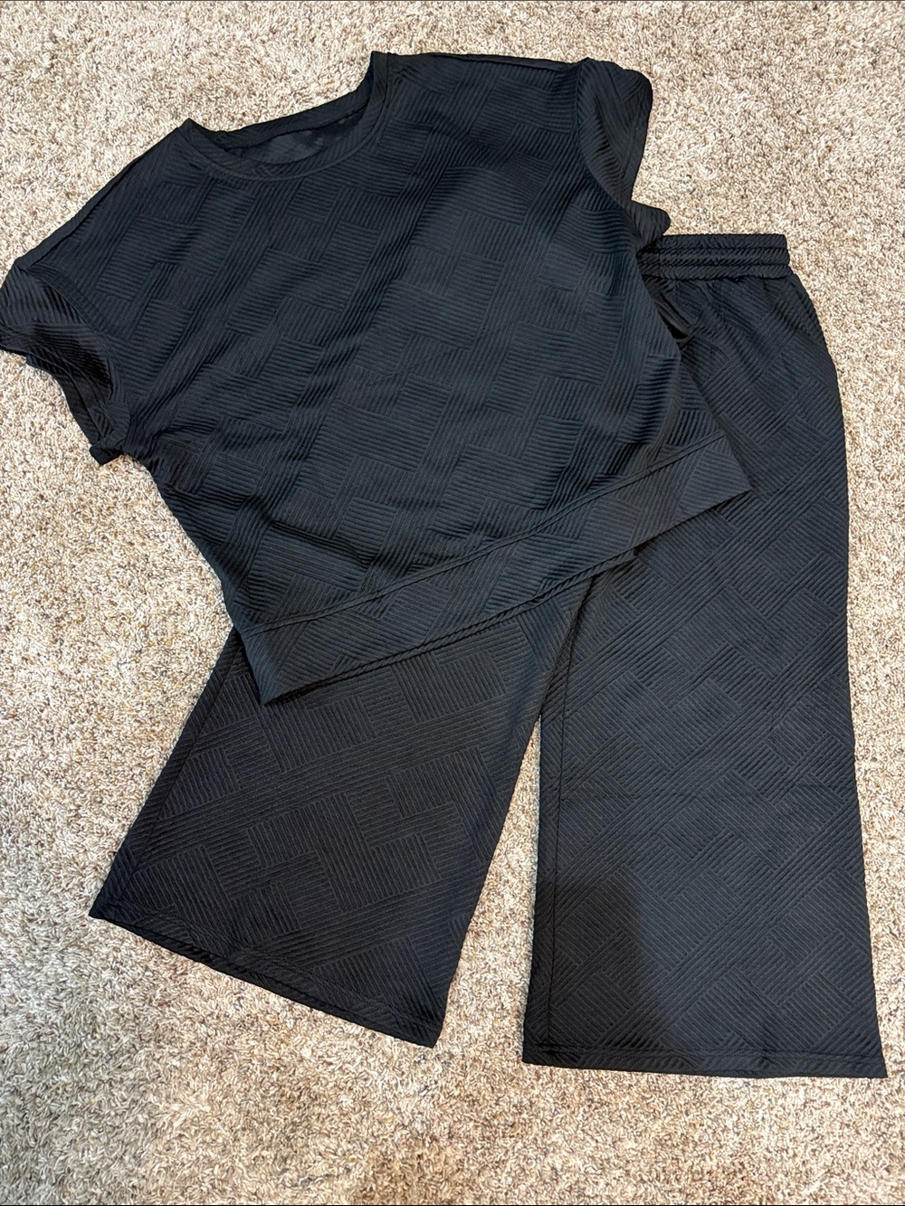 Black Textured Two-Piece Lounge Set